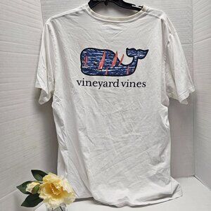 Mens T Tee Shirt Big Blue Whale Illustration Vineyard Vines White Cotton XXL